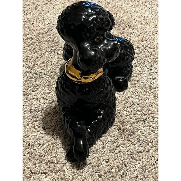 Black Poodle Ceramic Gold Gilt Vtg MCM Atlantic Mold - Picture 7 of 15